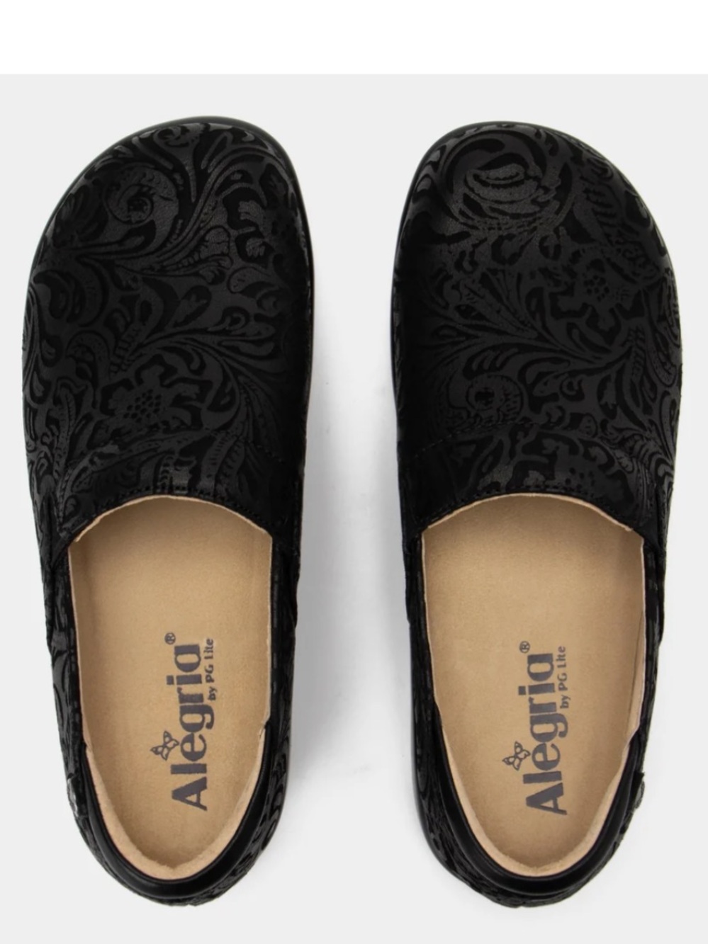 Alegria Black Embossed Slip-On Moccasins never worn size 38